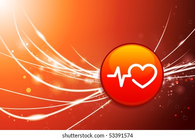 Pulse Button on Red Abstract Light Background Original Illustration