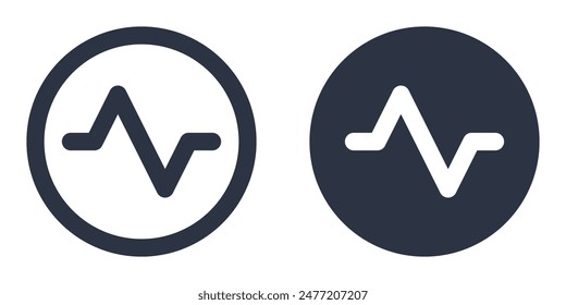 Pulse, cardiogram or waveform simple icons set designed in filled, outline, line and stroke style