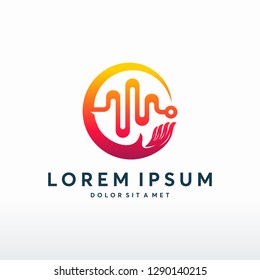 Pulse Care logo designs concept vector, Health care logo template
