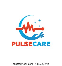 Pulse Care Logo Template Design Vector, Emblem, Design Concept, Creative Symbol, Icon