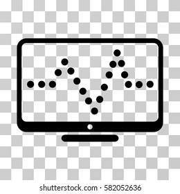 Pulse Chart vector pictograph. Illustration style is flat iconic black symbol on a transparent background.