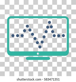 Pulse Chart vector pictograph. Illustration style is flat iconic bicolor cobalt and cyan symbol on a transparent background.