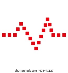 Pulse Chart vector toolbar icon. Style is flat icon symbol, intensive red color, white background, square dots.