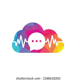 Pulse chat cloud shape logo vector. Health Consult logo designs concept. Medical logo and Heartbeat Waves in Chat Icon Logo Template.	