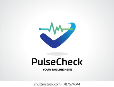 Pulse Check Logo Template Design Vector, Emblem, Design Concept, Creative Symbol, Icon