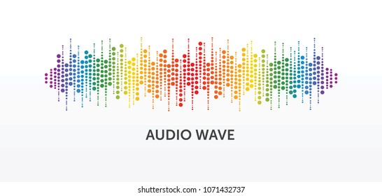 Pulse circle music player. Audio colorful wave logo. Vector equalizer element