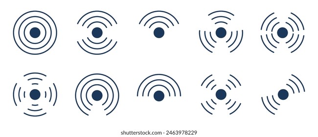 Pulse circular wave, circle concentric sign set