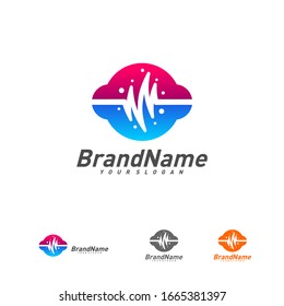 
Pulse cloud logo vector template, Cloud pulse logo design concept, Icon symbol