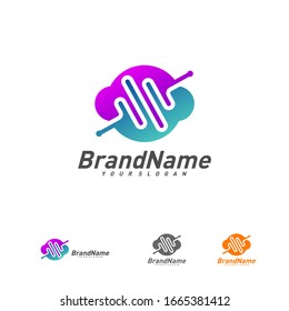 
Pulse cloud logo vector template, Cloud pulse logo design concept, Icon symbol