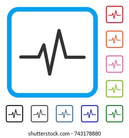 Pulse Curve icon. Flat grey pictogram symbol inside a light blue rounded squared frame. Black, gray, green, blue, red, orange color variants of Pulse Curve vector.