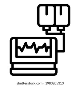 Pulsdefibrillator-Symbol. Umriss-Pulse-Defibrillator, Vektorsymbol für Webdesign einzeln auf weißem Hintergrund