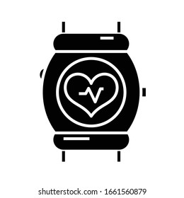 Pulse device black icon, concept illustration, vector flat symbol, glyph sign.