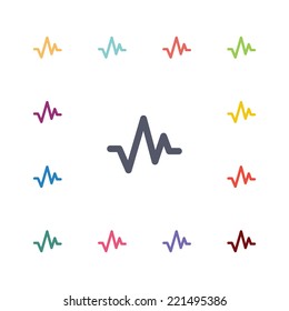 pulse flat icons set. Open round colorful buttons. Vector 