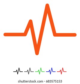 Pulse flat vector pictogram with colored versions. Color pulse icon variants with black, gray, green, blue, red.