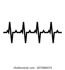 Pulse graph Heart beat Cardiogram rhythm graphic ecg Echocardiogram icon black color vector illustration flat style simple image