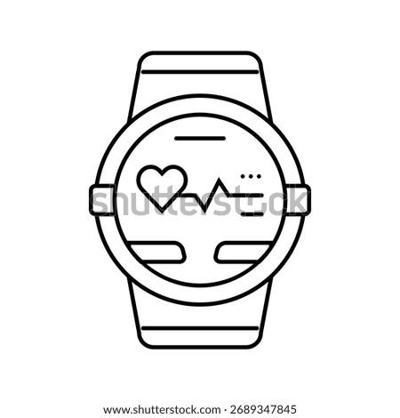 pulse graph watch screen wearable fitness line icon vector. pulse graph watch screen wearable fitness sign. isolated contour symbol black illustration