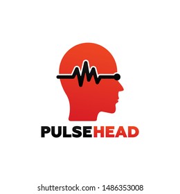 Pulse Head Logo Template Design Vector, Emblem, Design Concept, Creative Symbol, Icon