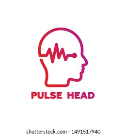 Pulse Head Logo Template Design Vector, Emblem, Design Concept, Creative Symbol, Icon
