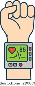 Pulse Heart Beat Gadgets Vector Icon Design, Wearable Technology Symbol, Personal Internet Of Things Sign, Tech Togs Stock Illustration, Blood Oxygen Monitor Device Concept