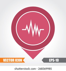 Pulse (Heart Beat ) Icon On Map Pointer. Eps.-10.