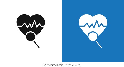 pulse heart check up icon Flat vector set outline