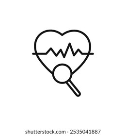 pulse heart check up icon Isolated flat vector in outline