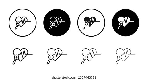 pulse heart check up icon logo sign set vector outline