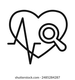 pulse heart check up icon mark in filled style
