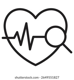 Pulso del corazón Chequeo Icono Ilustración vectorial signo aislado
