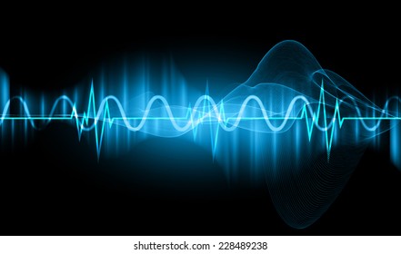 pulse heart glossy web icon on dark blue background. Light Abstract Technology background for computer graphic website and internet. 
