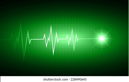 pulse heart glossy web icon on dark Green background. Light Abstract Technology background for computer graphic website and internet. 