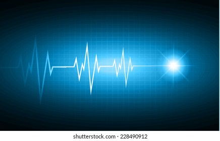 pulse heart glossy web icon on dark blue background. Light Abstract Technology background for computer graphic website and internet. 