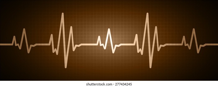 pulse heart glossy web icon on dark brown background. Light Abstract Technology background for computer graphic website and internet.