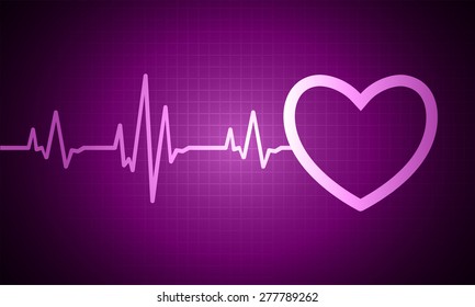 pulse heart glossy web icon on dark purple background. Light Abstract Technology background for computer graphic website and internet.