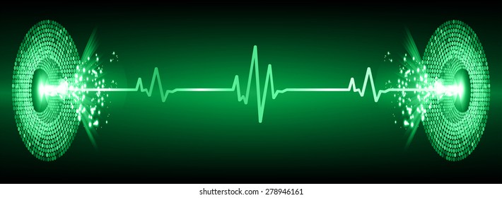 pulse heart glossy web icon on dark green background. Light Abstract Technology background for computer graphic website and internet. infographics.