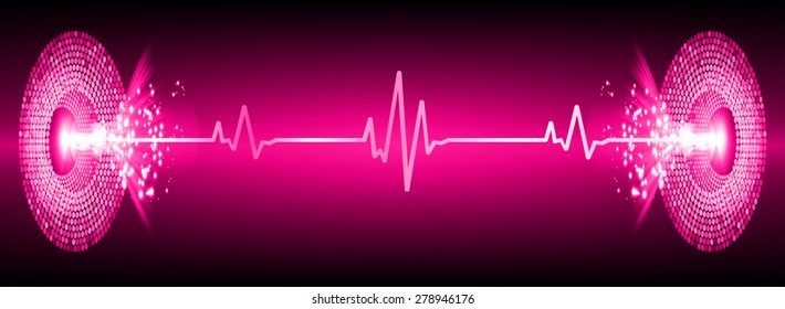 pulse heart glossy web icon on dark pink background. Light Abstract Technology background for computer graphic website and internet. infographics.