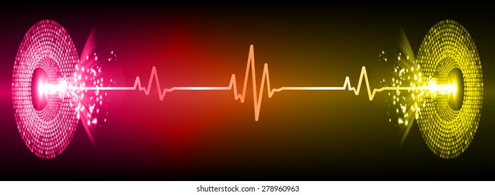pulse heart glossy web icon on dark pink yellow background. Light Abstract Technology background for computer graphic website and internet. infographics.