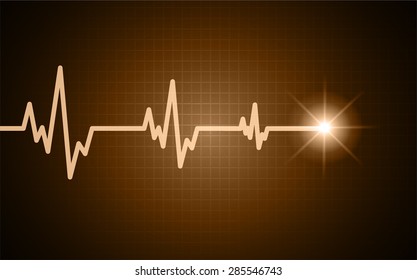 pulse heart glossy web icon on dark brown background. Light Abstract Technology background for computer graphic website and internet.