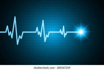 pulse heart glossy web icon on dark blue background. Light Abstract Technology background for computer graphic website and internet.