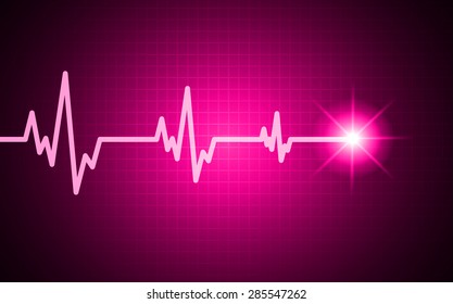 pulse heart glossy web icon on dark pink background. Light Abstract Technology background for computer graphic website and internet.