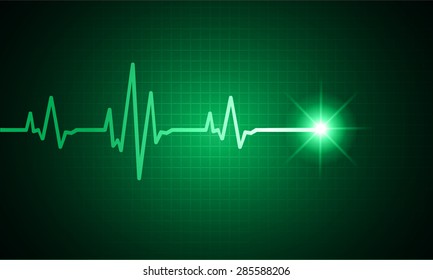 pulse heart glossy web icon on dark green background. Light Abstract Technology background for computer graphic website and internet.