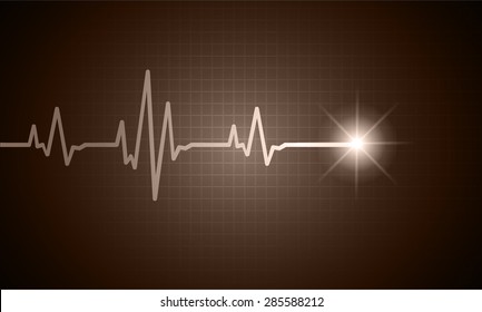 pulse heart glossy web icon on dark brown background. Light Abstract Technology background for computer graphic website and internet.
