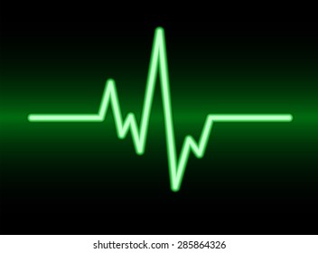 pulse heart glossy web icon on dark green background. Light Abstract Technology background for computer graphic website and internet. infographics.