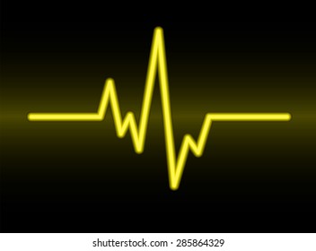 pulse heart glossy web icon on dark yellow background. Light Abstract Technology background for computer graphic website and internet. infographics.