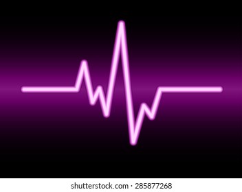 pulse heart glossy web icon on dark purple background. Light Abstract Technology background for computer graphic website and internet.