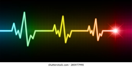 pulse heart glossy web icon on dark blue yellow orange background. Light Abstract Technology background for computer graphic website and internet. spark, sparkle. infographics.