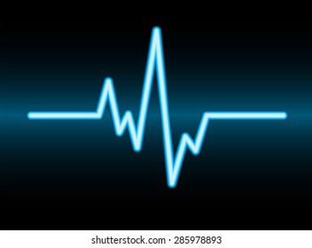 pulse heart glossy web icon on dark blue background. Light Abstract Technology background for computer graphic website and internet.