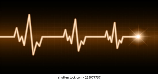 pulse heart glossy web icon on dark brown background. Light Abstract Technology background for computer graphic website and internet. spark, sparkle. infographics.