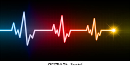 pulse heart glossy web icon on dark blue red orange background. Light Abstract Technology background for computer graphic website and internet. spark, sparkle. infographics.
