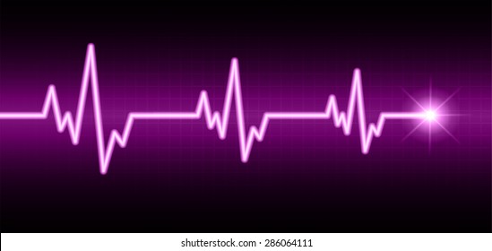pulse heart glossy web icon on dark purple background. Light Abstract Technology background for computer graphic website and internet. spark, sparkle. infographics.